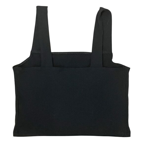 American Eagle AE Black Ribbed Knit Cropped Tank Top Pull-Over M - Picture 4 of 7